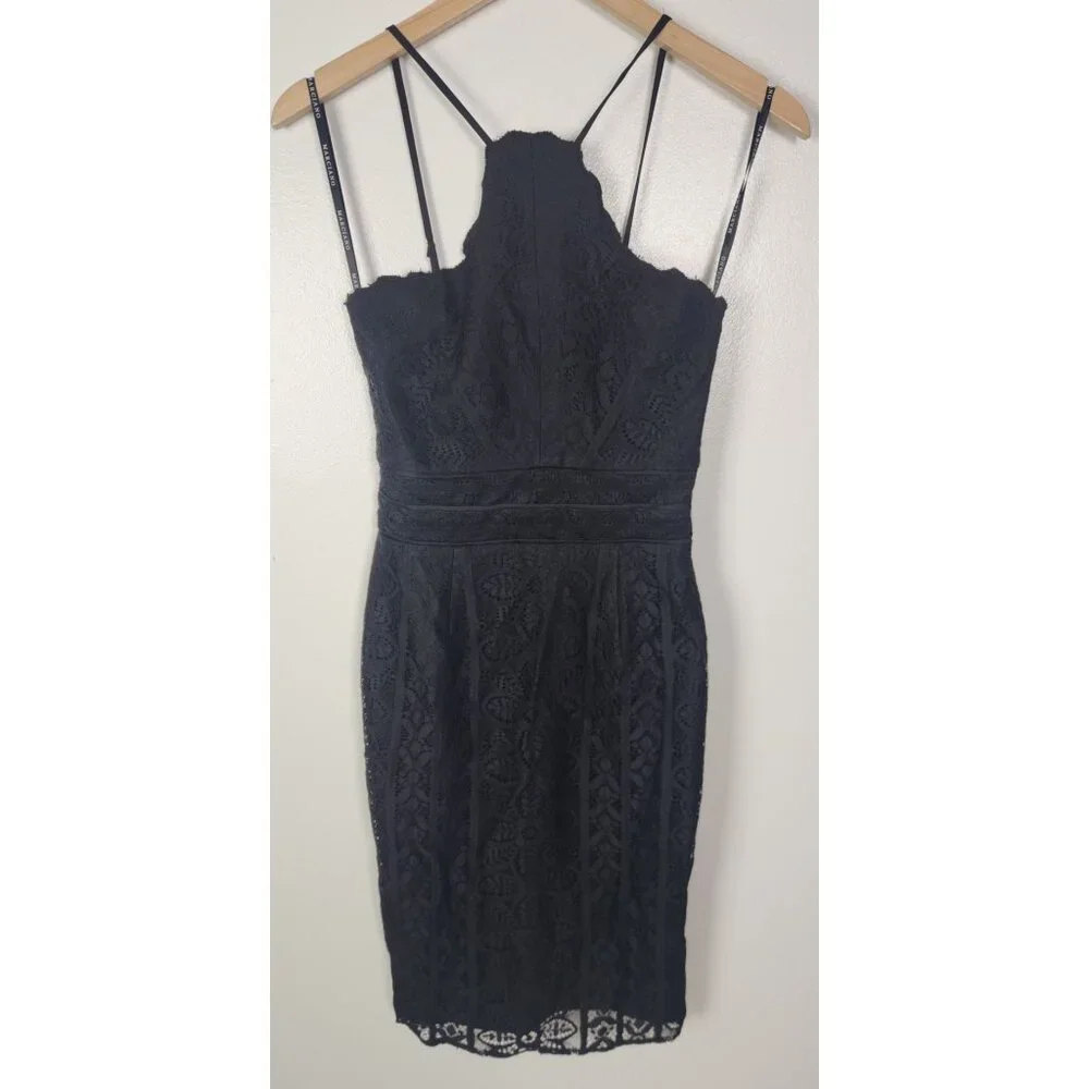Marciano Guess Women's Sz. 2 Black Lace Midi Cocktail Dress NWT - Picture 1 of 9
